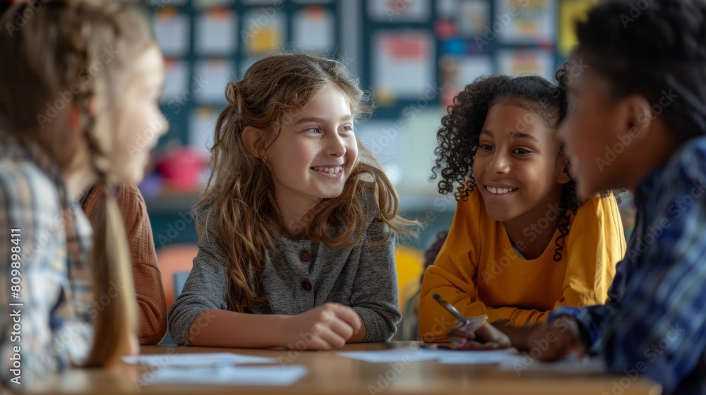 Young children sitting around a table, engaged in various activities like coloring, crafting, and playing games. Young children sitting around a table, engaged in various activities like coloring, crafting, and playing games.