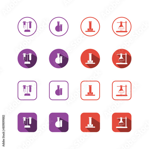 Collection of Icons set, flat colored with shadows. Thin line icons set. Flat vector illustration