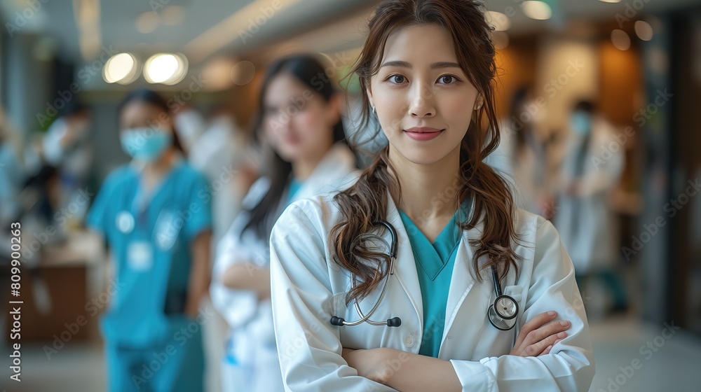 Asia teamwork and portrait of doctors with crossed arms for medical care Asia teamwork and portrait of doctors with crossed arms for medical care