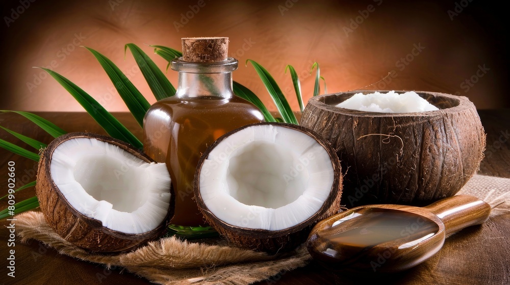 Coconut oil, a natural hair treatment, nourishes and strengthens hair. Coconut oil, a natural hair treatment, nourishes and strengthens hair.