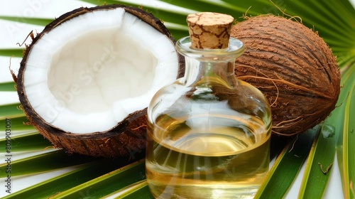 Coconut oil, a natural hair treatment, nourishes and strengthens hair.