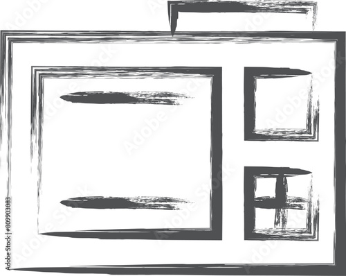 家電関連の筆書き単品イラスト　電子レンジ