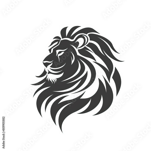 Monochrome logo with lion head  white background