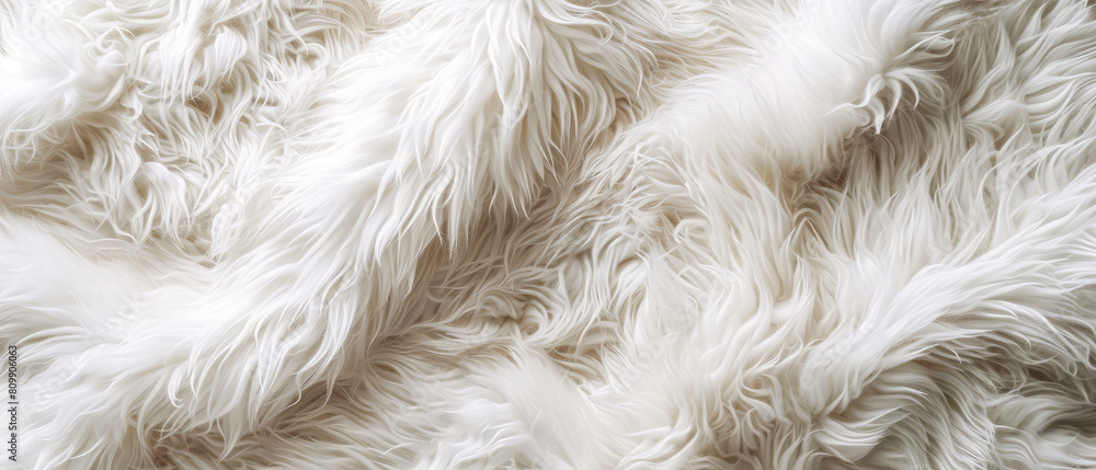 White Fluffy fur wool texture. Generative AI. White Fluffy fur wool texture. Generative AI.
