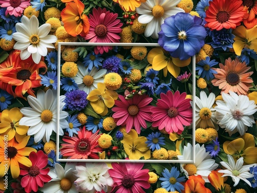 beautiful frame of colorful flowers.