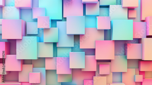 3D rendering of a low poly geometric background with a soft gradient of pink and blue colors, photo