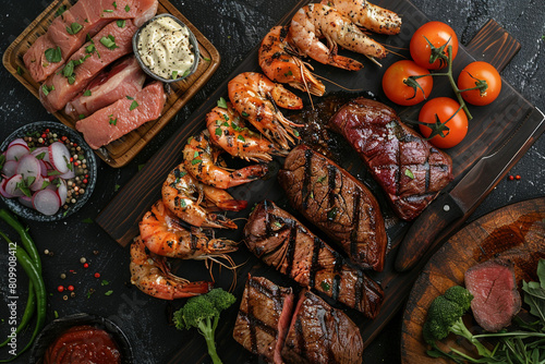 Grill masters selection with premium steaks and seafood