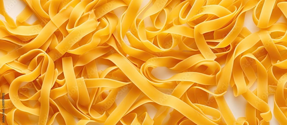 Top view of a close up image showing a heap of raw pasta as an isolated copy space image on a white background representing Italian food or cuisine Top view of a close up image showing a heap of raw pasta as an isolated copy space image on a white background representing Italian food or cuisine