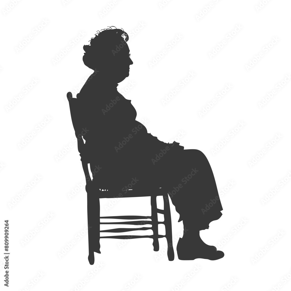 Obraz premium Silhouette elderly woman sitting in the chair black color only