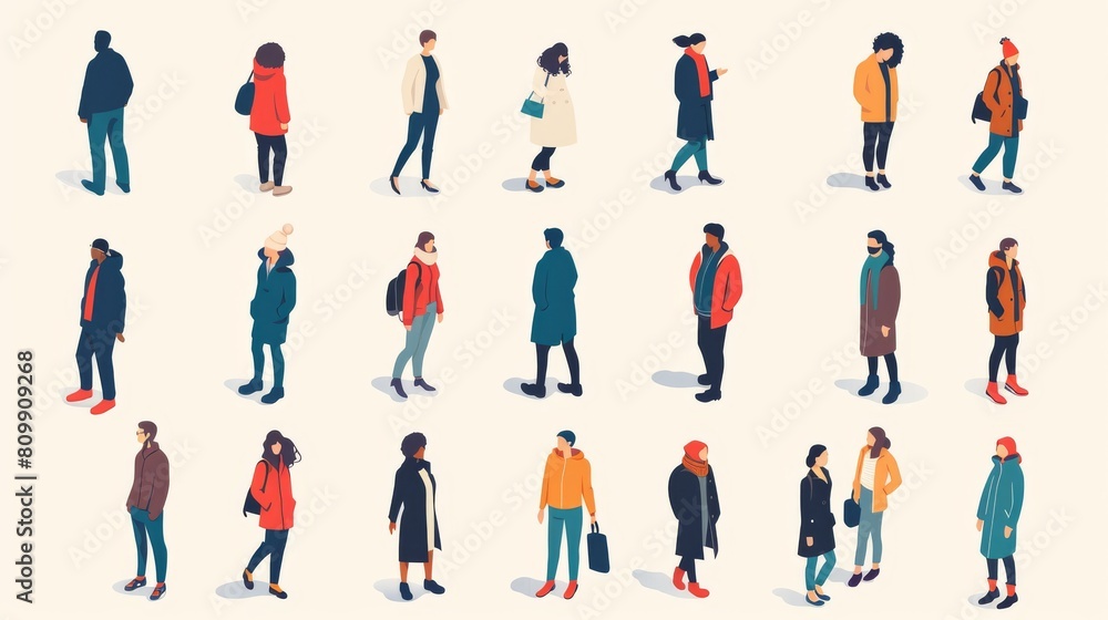 Vector illustration of a collection of people flat style, isometric people women, man, children