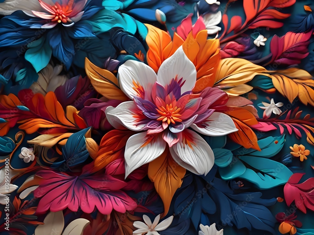 high quality, 8K Ultra HD, vivid colorful, Seamless patterns, fabric art, Art station, stary night many colorful detailed Design combining flower and leaf, splash arts, aesthetic Generative AI high quality, 8K Ultra HD, vivid colorful, Seamless patterns, fabric art, Art station, stary night many colorful detailed Design combining flower and leaf, splash arts, aesthetic Generative AI