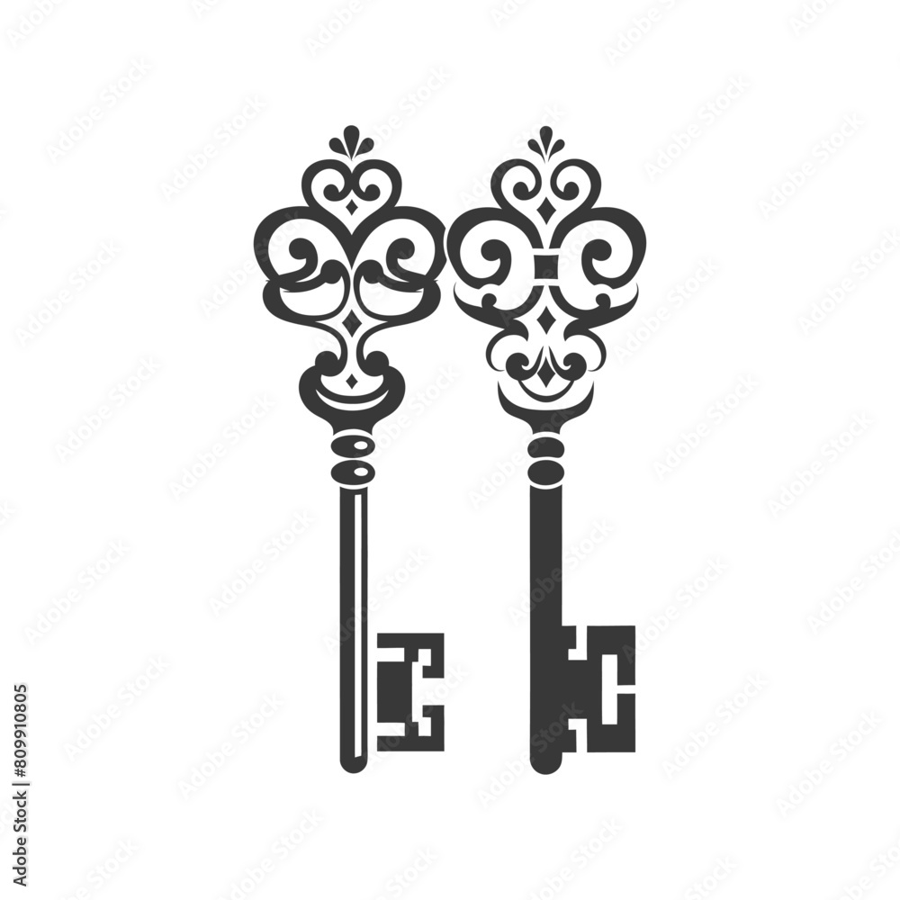 Silhouette flat key black color only Silhouette flat key black color only
