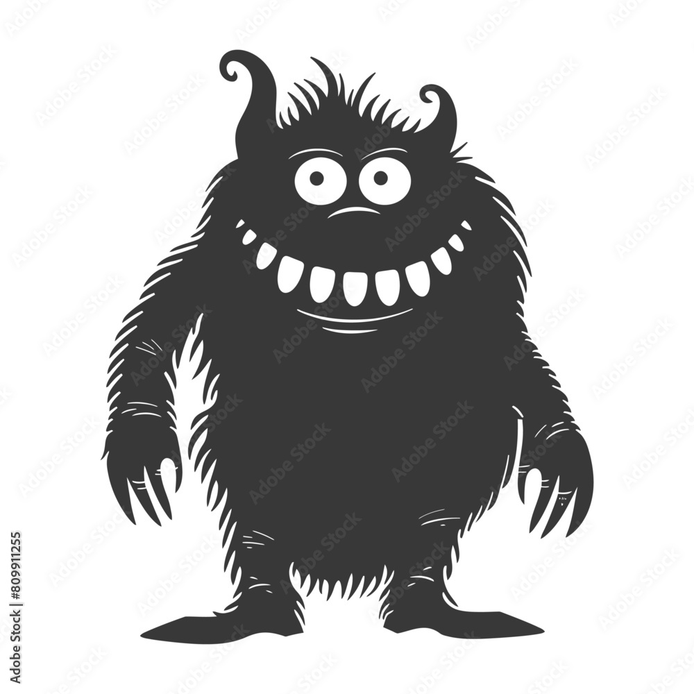 Silhouette funny monster black color only