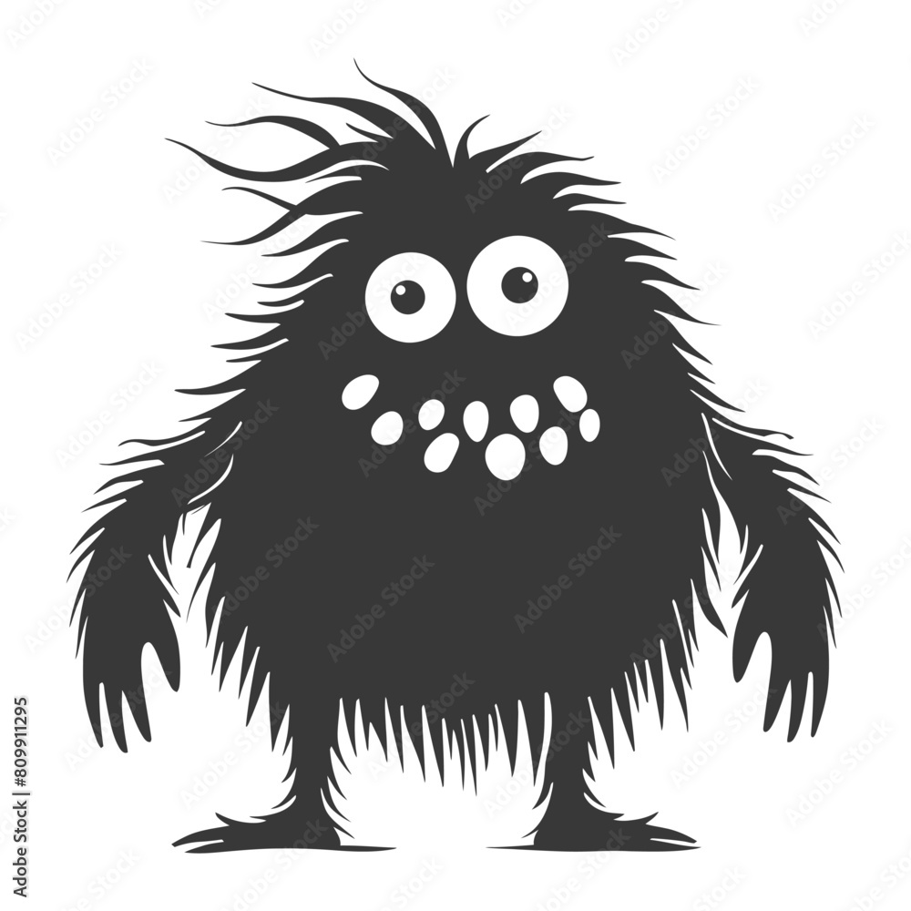 Silhouette funny monster black color only Silhouette funny monster black color only