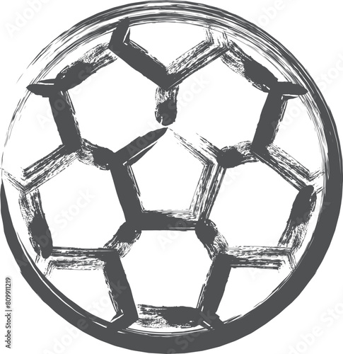 スポーツ関連の筆書き単品イラスト　サッカーボール