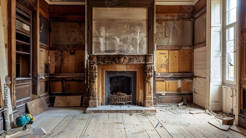 of a Classic Fireplace in an Antique Home,Showcasing Heritage and Craftsmanship