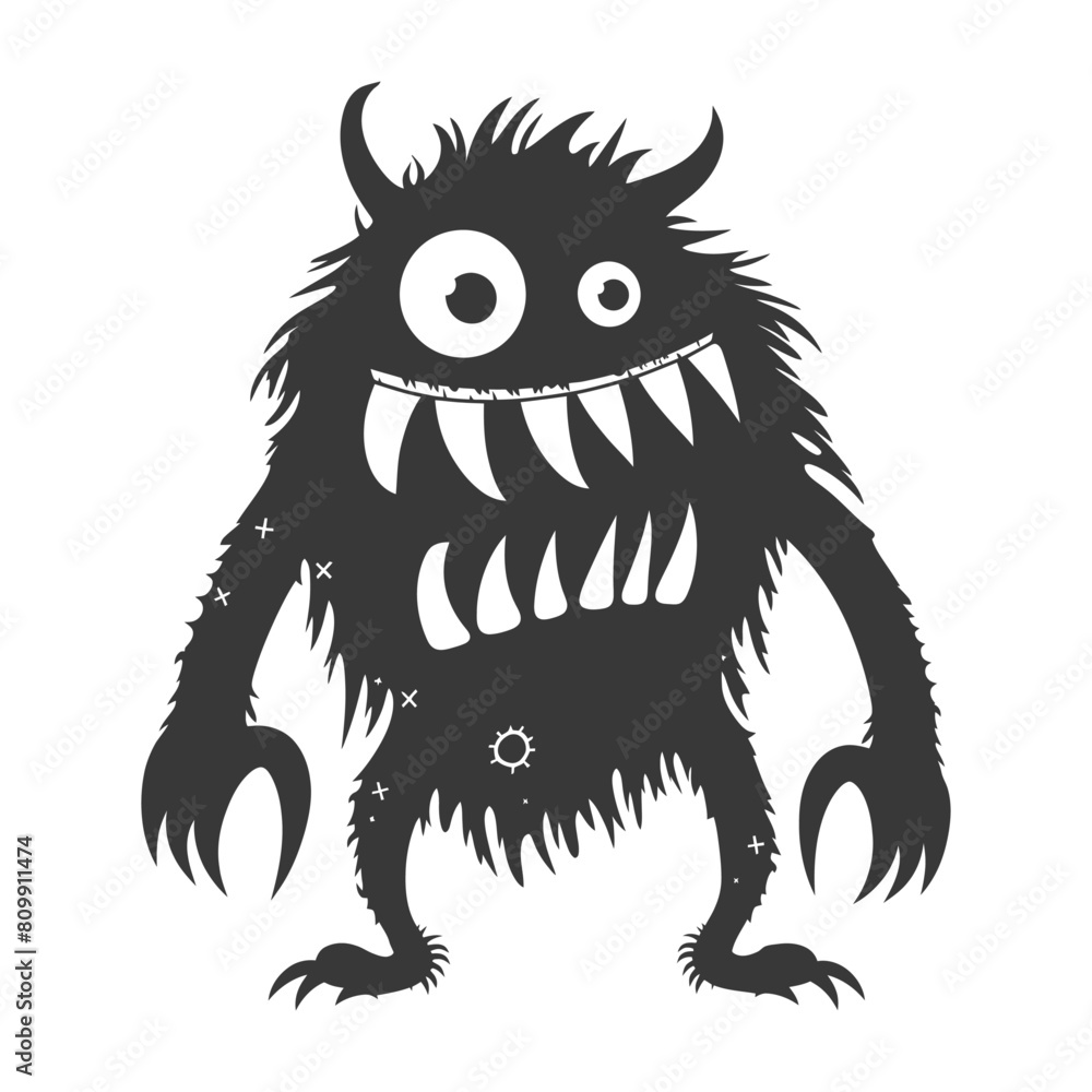 Silhouette funny monster black color only