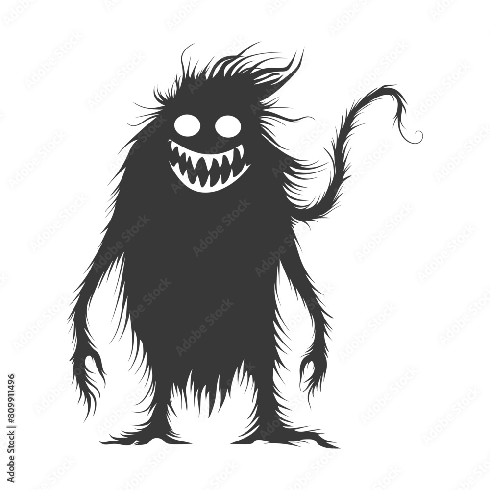 Fototapeta premium Silhouette funny monster black color only