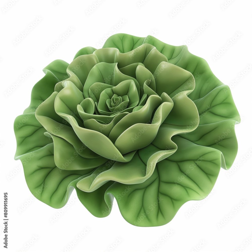 Obraz premium Cute Lettuce Cartoon Clay Illustration, 3D Icon, Isolated on white background