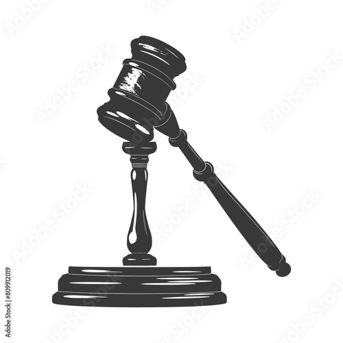 Silhouette gavel the hammer of justice black color only