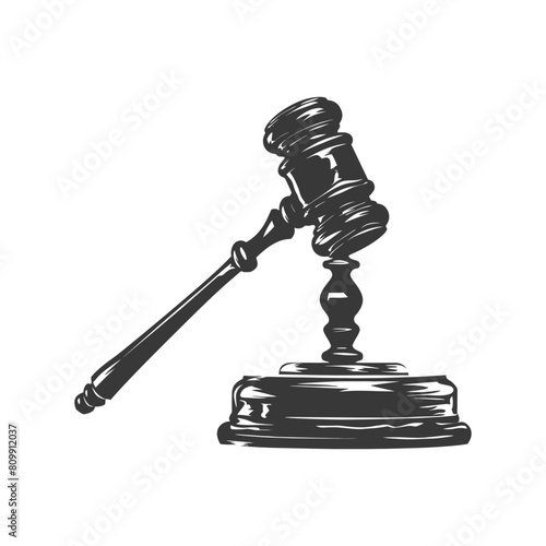 Silhouette gavel the hammer of justice black color only