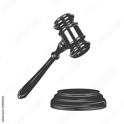 Silhouette gavel the hammer of justice black color only