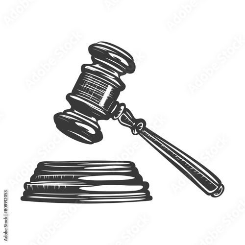 Silhouette gavel the hammer of justice black color only