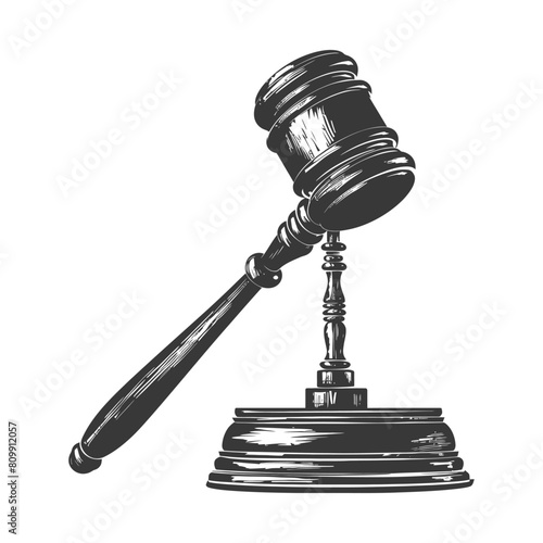 Silhouette gavel the hammer of justice black color only