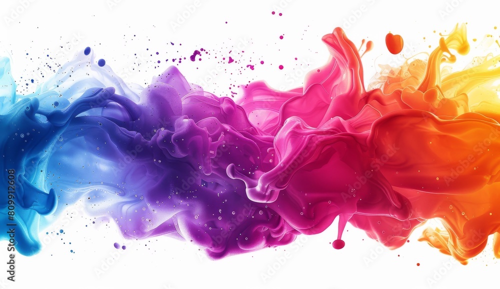 The image is an abstract painting with a rainbow of colors. It is created using a fluid art technique. The painting has a very calming and soothing effect.