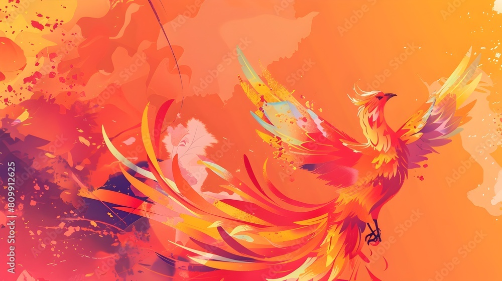 Majestic Phoenix Rising from Fiery Ashes of Resilience and Renewal