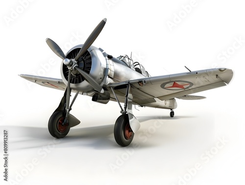 Detailed Vintage Military Aircraft Model on Pristine White Background