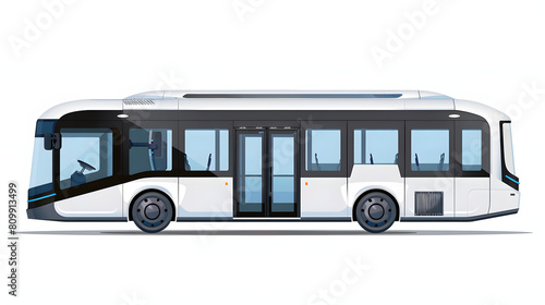 Hydrogen-powered buses or trucks in urban environments isolated on white background, png 