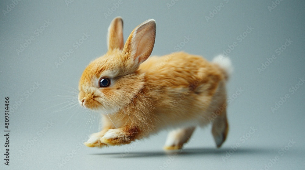 A cute little rabbit running.