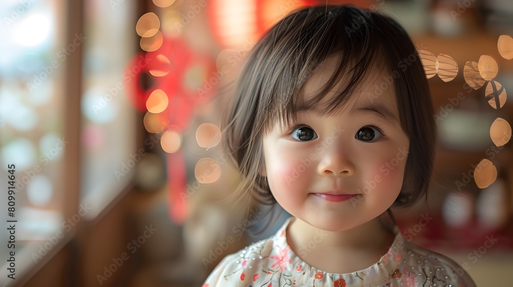 Adorable Chinese Baby Girl in Cozy Home Setting with Traditional Decor Adorable Chinese Baby Girl in Cozy Home Setting with Traditional Decor