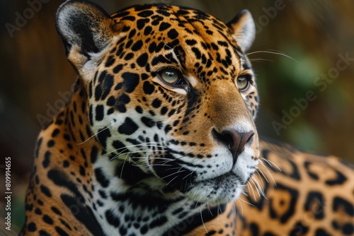 Jaguar face  close up of a jaguar  Taking close up of a Leopard Portrait Terror of the Jungle an Aggressive  Ai generated