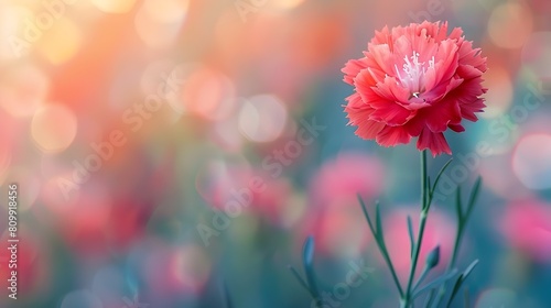 Captivating Red Carnation Bloom with Blurred Soft Background