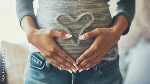 This expecting mother is glowing with joy! Her heart is full of love for her unborn child. photo