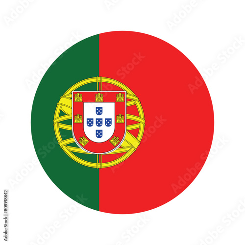 National Flag of Portugal. Portugal Flag. Portugal Round flag.
