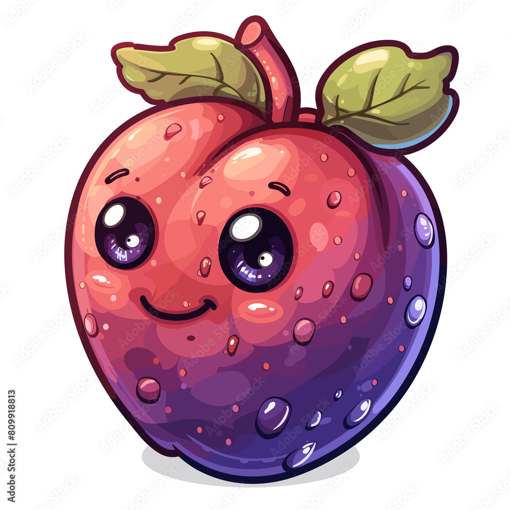 Fototapeta premium Jujubee Flat Colors Cartoon Icon, Isolated Transparent Background Images