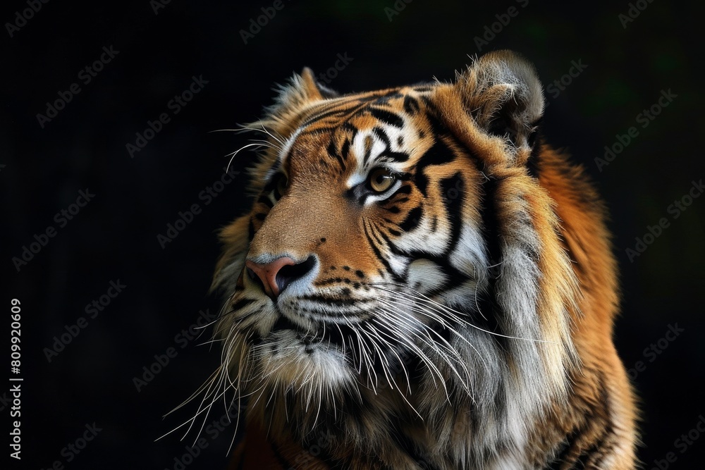 Tiger with a black background, also known as a Tiger, against a black backdrop, Ai generated Tiger with a black background, also known as a Tiger, against a black backdrop, Ai generated