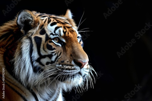 Tiger with a black background, also known as a Tiger, against a black backdrop, Ai generated