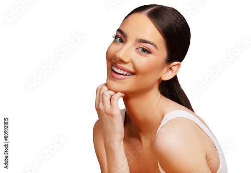 Beautiful woman isolated. Beauty portrait. PNG file with transparent background. 