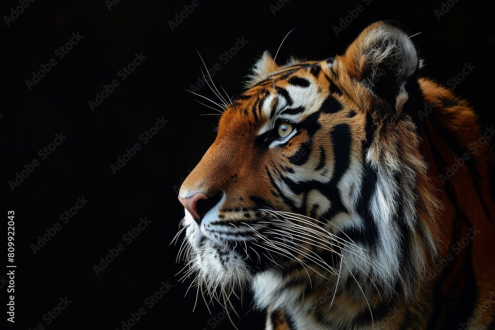 Tiger with a black background, also known as a Tiger, against a black backdrop, Ai generated Tiger with a black background, also known as a Tiger, against a black backdrop, Ai generated