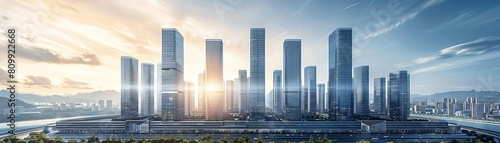 A highrise business district where each skyscraper is designed as a different Platonic solid, symbolizing the diversity of corporate cultures
