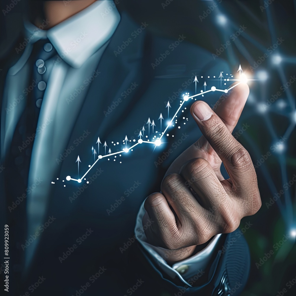 Fototapeta premium Business Growth Concept with Upward Trending Graph.