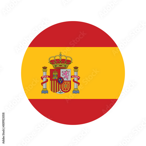 National Flag of Spain. Spain Flag. Spain Round flag.
