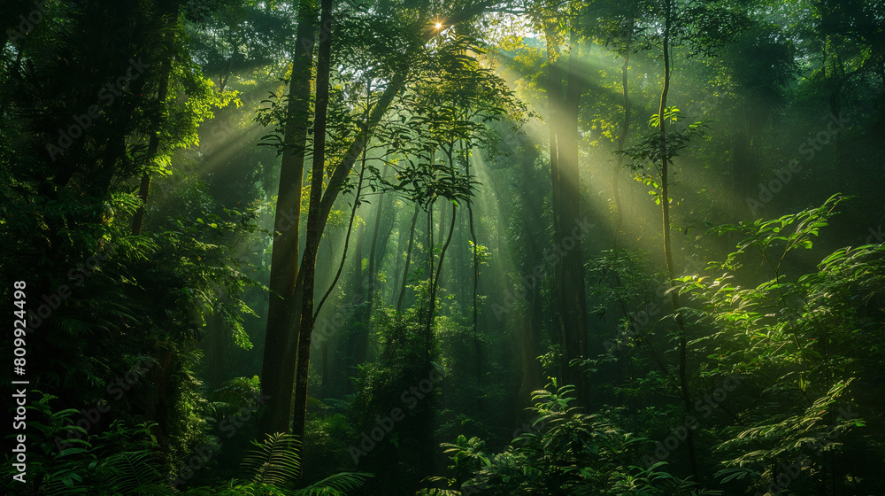 Fototapeta premium Lush green forest landscape