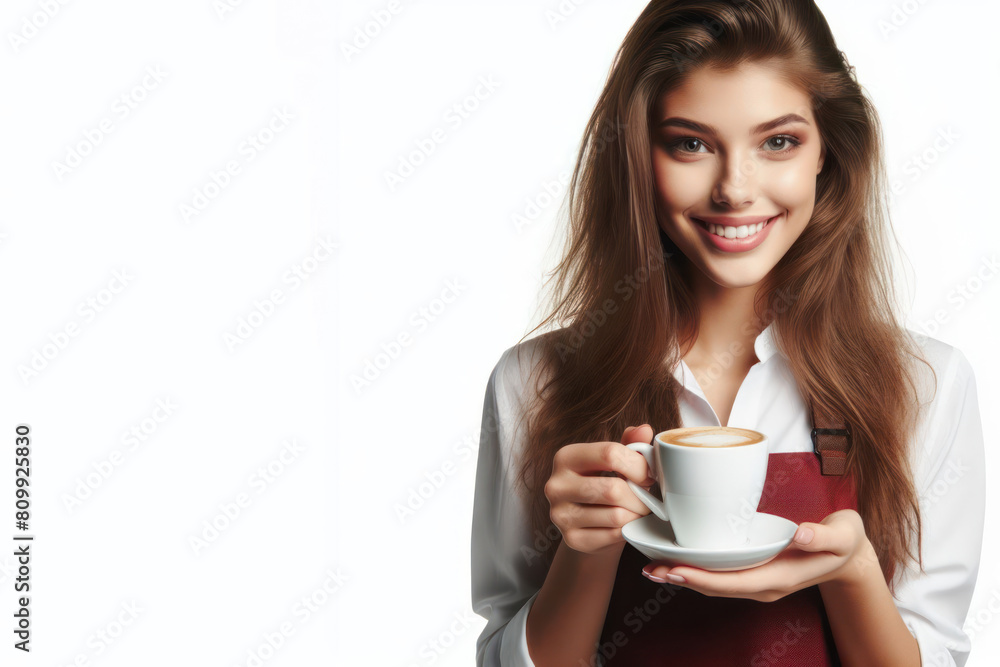 custom made wallpaper toronto digitalfriendly girl barista with a cup of coffee on a white background