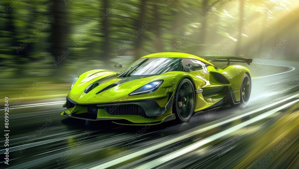 Showcase the dynamic agility of the hypercar as it maneuvers effortlessly, a symphony of power and grace against the vivid green backdrop. Showcase the dynamic agility of the hypercar as it maneuvers effortlessly, a symphony of power and grace against the vivid green backdrop.