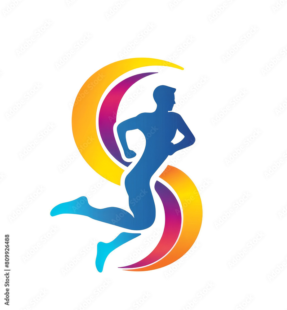 Running logo, run symbol, R for run template isolated on white background